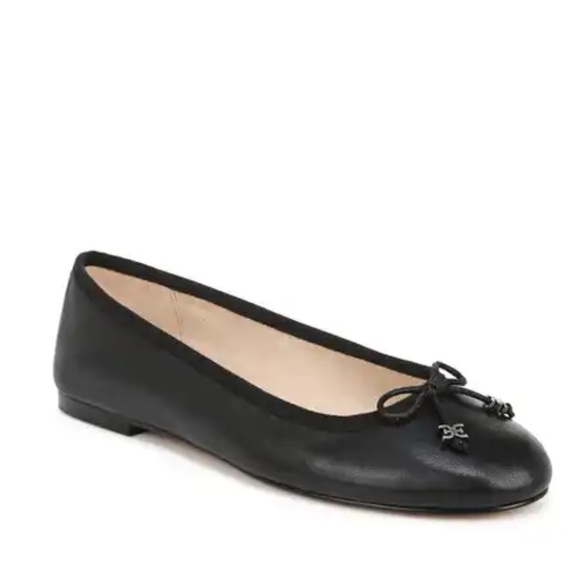 Sam Edelman Flora Ballet Flat Black Ballet Flat with Tan Leather Sole 7.5